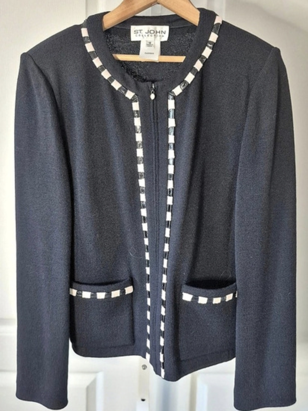 St. John Collection Navy with Trim Detail Cardigan Size 12